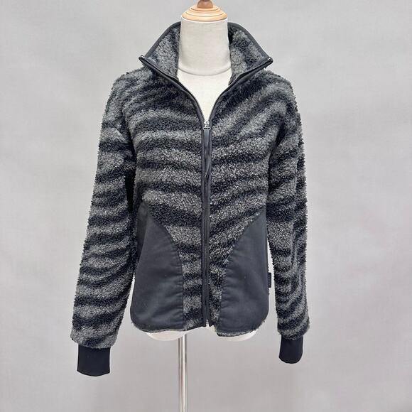 Varley Whitfield Faux Fur Jacket in Gravity Zebra - Picture 1 of 12